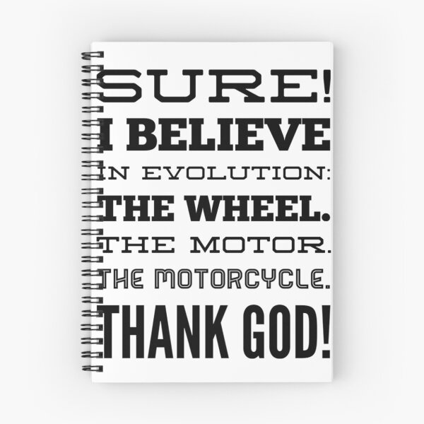 Item preview, I Believe In Evolution The Wheel The Motor The Motorcycle Thank God Black Text designed and sold by TWMBDesigns.