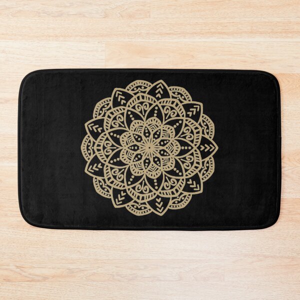 Item preview, Decorative golden mandala on black background designed and sold by Jenmag.