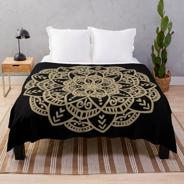 Item preview, Decorative golden mandala on black background designed and sold by Jenmag.