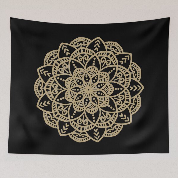 Item preview, Decorative golden mandala on black background designed and sold by Jenmag.
