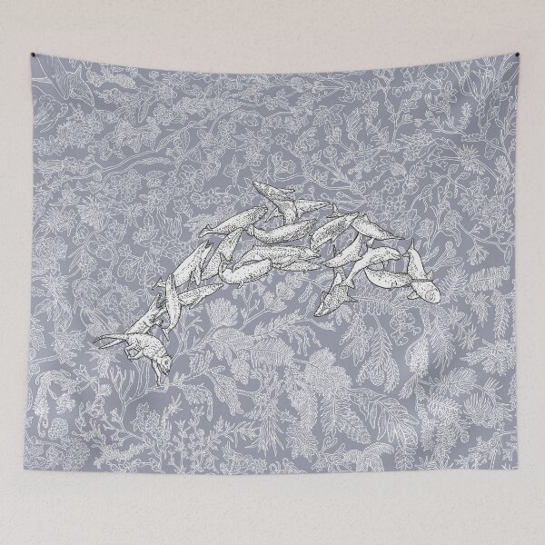 Item preview, Cetacea - Whales and Dolphins - Evolution - Blue Background designed and sold by EvolutionPoster.
