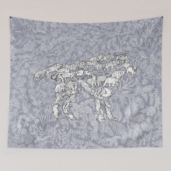 Item preview, Caniformia - Canines, Dogs, Wolves, Bears, etc - Evolution - Blue Background designed and sold by EvolutionPoster.