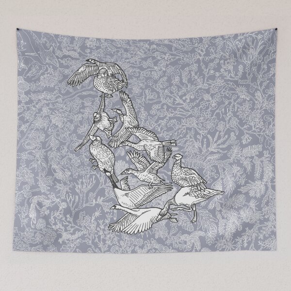 Item preview, Anseriformes - Ducks - Birds - Evolution - Blue Background designed and sold by EvolutionPoster.
