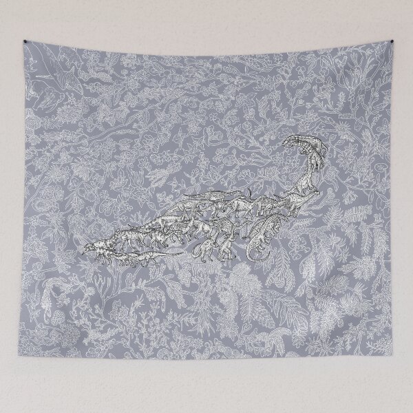 Item preview, Sauropods - Brontosaurus - Evolution - Blue Background designed and sold by EvolutionPoster.