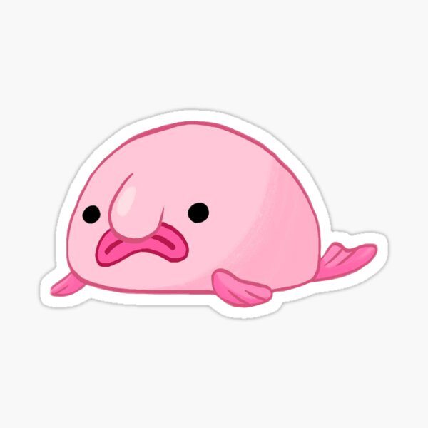 Blobfish Funny Deepsea Fish Vector Illustration In Doodle Style