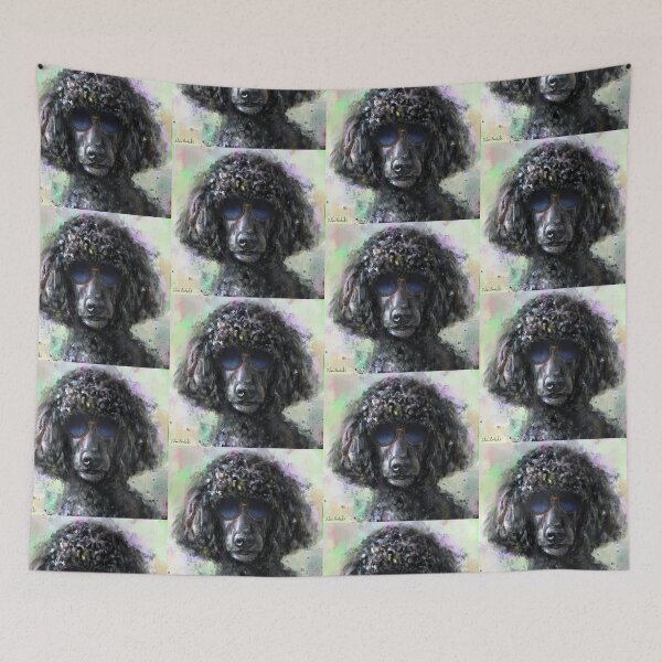Item preview, An Expressive Painting of a Cool Looking Black Poodle with Sunglasses designed and sold by ibadishi.