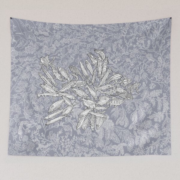 Item preview, Ostarioclupeomorpha - Fish - Evolution - Blue Background designed and sold by EvolutionPoster.