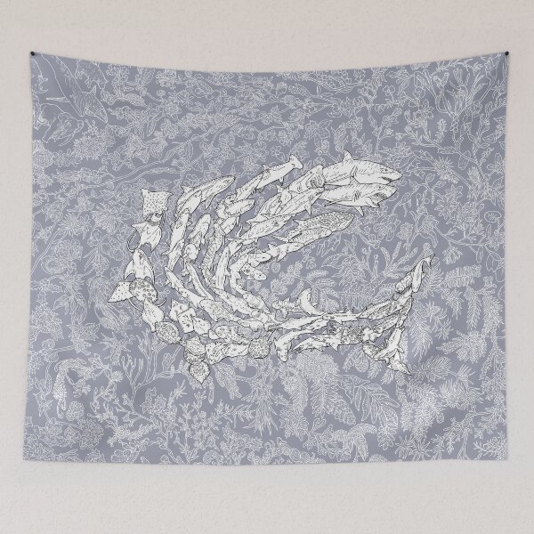Item preview, Chondrichthyes - Sharks and Rays - Evolution - Blue Background designed and sold by EvolutionPoster.