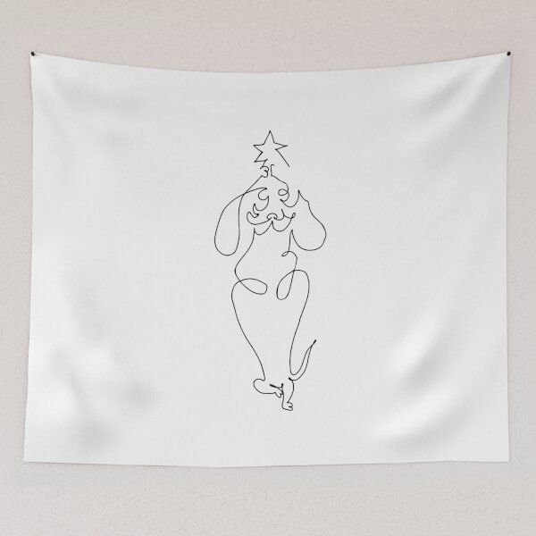 Item preview, One Line Dachshund Yoga Christmas Tree designed and sold by Huebucket.