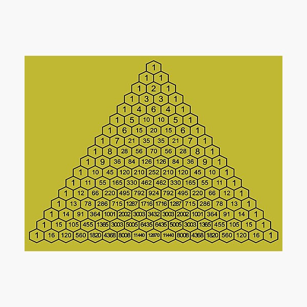 In mathematics, Pascal&#39;s triangle is a triangular array of the binomial coefficients Photographic Print