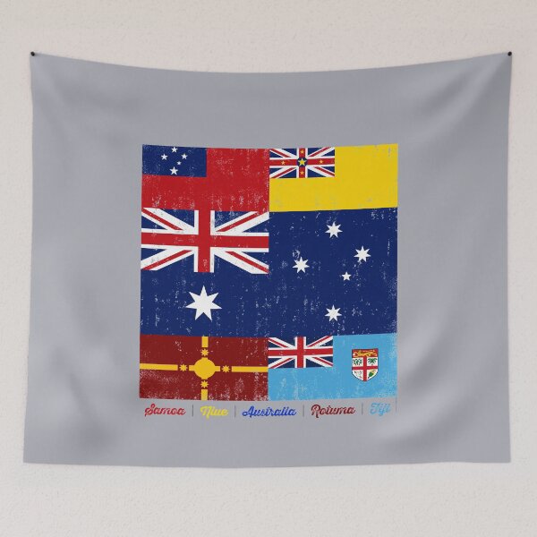 Item preview, Samoa, Niue, Australia, Rotuma, Fiji Flags. VERSION 2 - RUSTIC. Oceania and South Pacific Islands designed and sold by #mossasdesign.