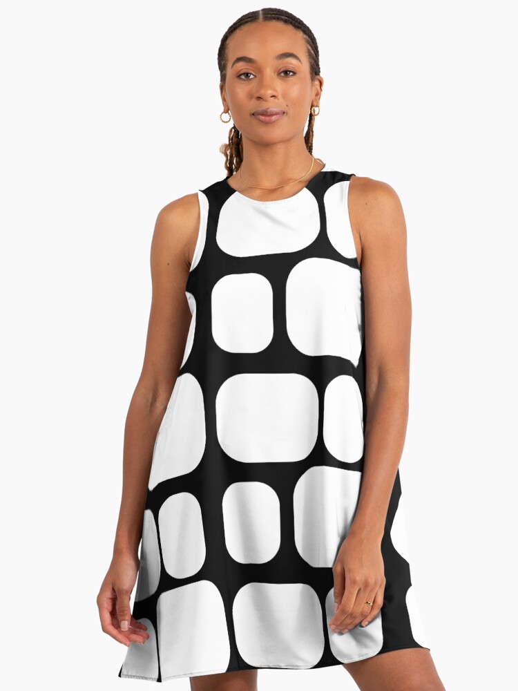 Mid Century Mod Inspired Block Print 1960s A-Line Dress