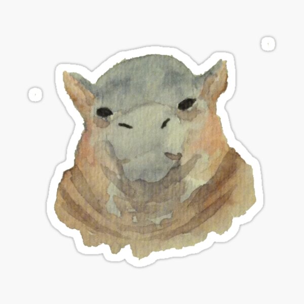 Baby Hippo Watercolor Painting Sticker