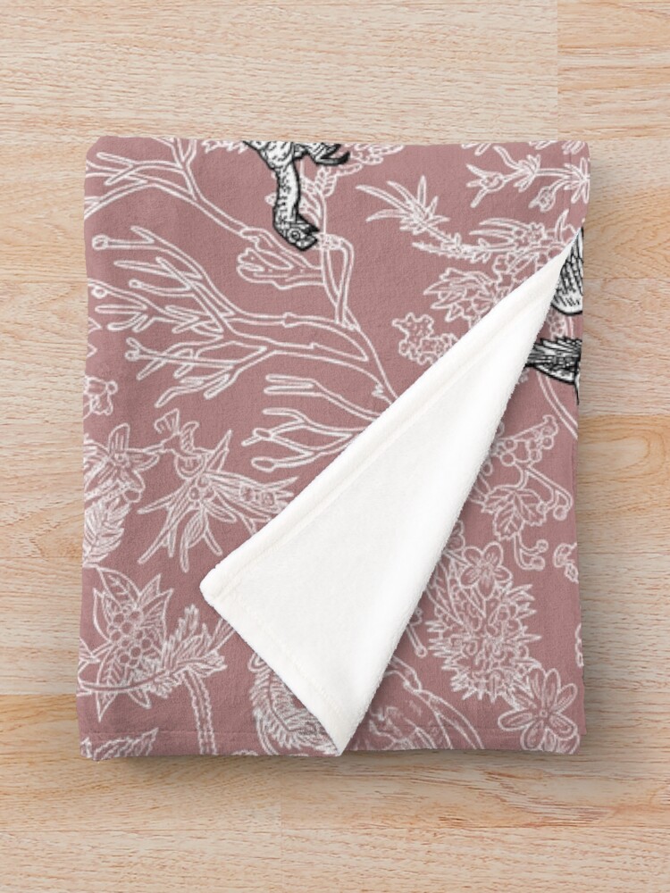 Thumbnail 3 of 6, Throw Blanket, Maniraptors (Raptors) - Evolution - Pink Background designed and sold by EvolutionPoster.
