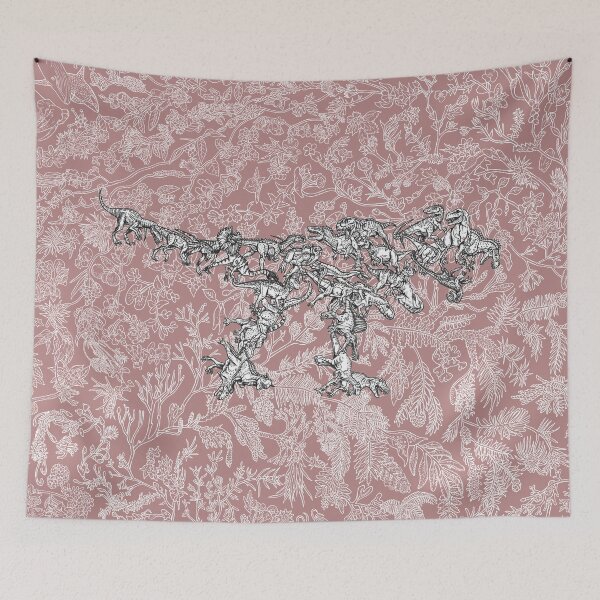 Item preview, Theropoda - T-Rex - Dinosaur - Evolution - Pink Background designed and sold by EvolutionPoster.