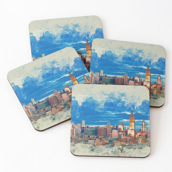 Item preview, Chicago at dusk - Mixed Media designed and sold by k9printart.