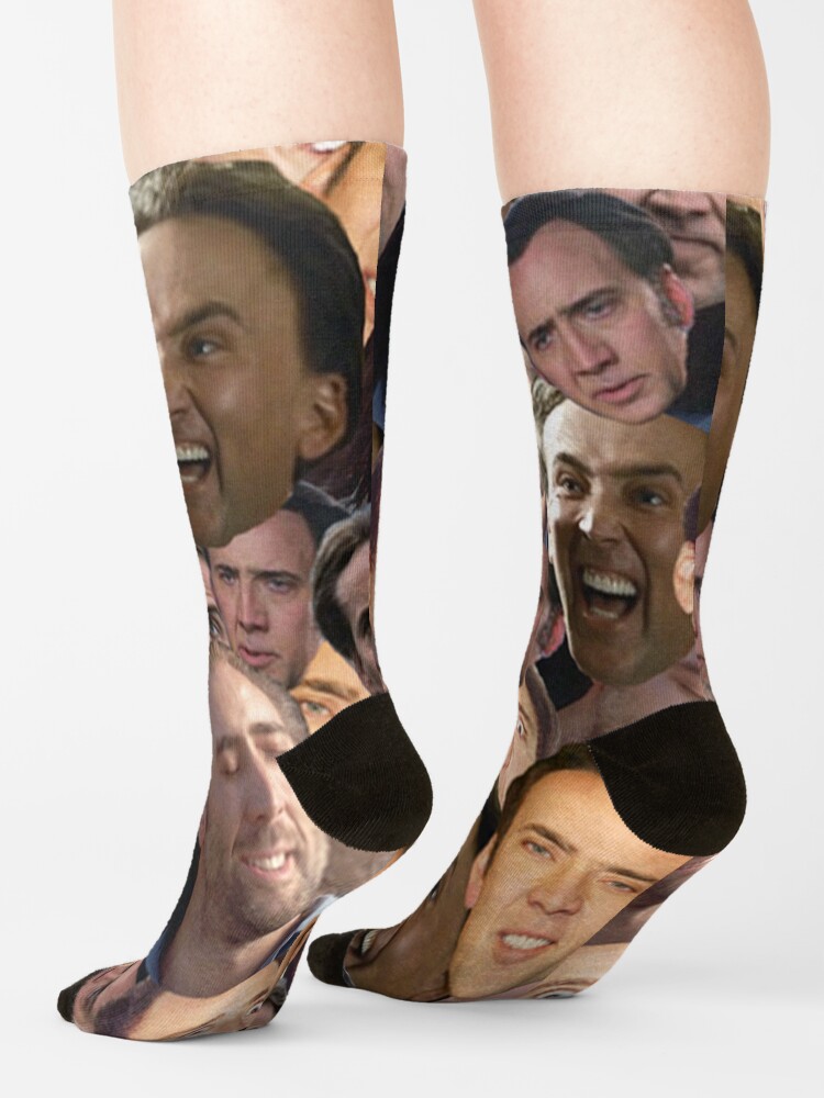 Alternate view of Nicolas Cage face collage t shirt Socks