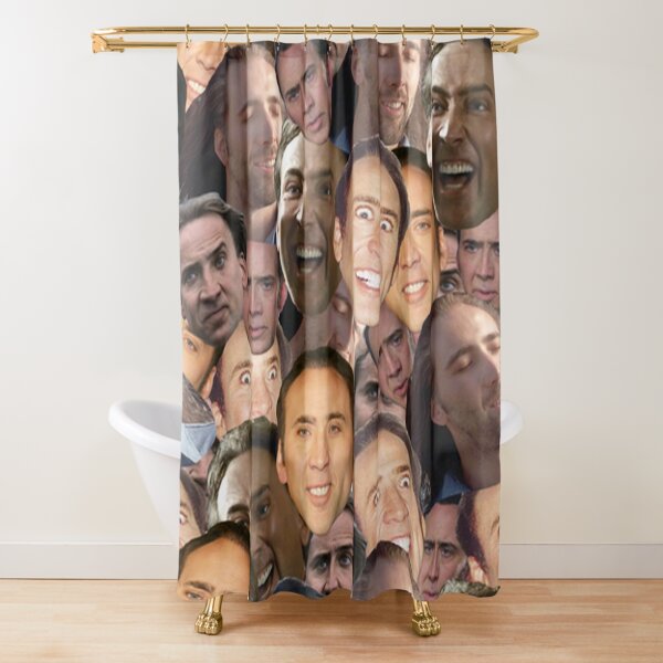 Nicolas Cage face collage t shirt Shower Curtain