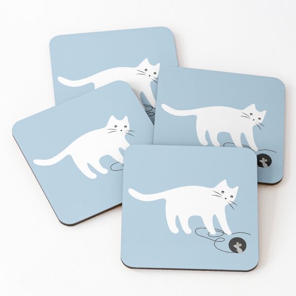 Item preview, White Cat and Mouse Playing Seek and Hide designed and sold by runcatrun.