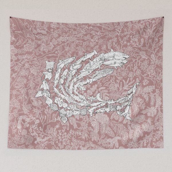Item preview, Chondrichthyes - Sharks and Rays - Evolution - Pink Background designed and sold by EvolutionPoster.