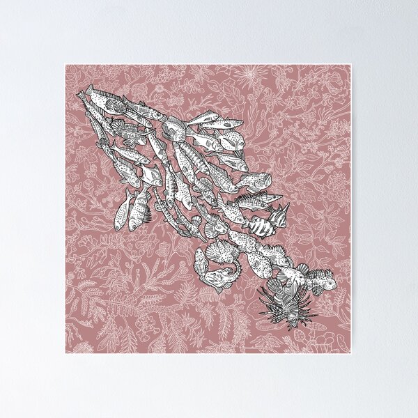 Item preview, Perciformes - Fish - Evolution - Pink Background designed and sold by EvolutionPoster.