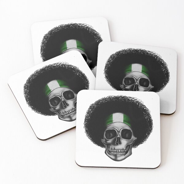 Item preview, Nigerian Afro Skull Nigeria flag	 designed and sold by Logiamerch.