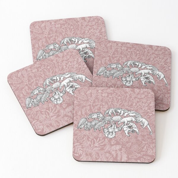 Item preview, Xenarthra - Anteaters, Sloths and Armadillos - Evolution - Pink Background designed and sold by EvolutionPoster.