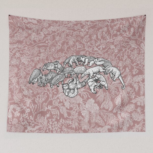 Item preview, Xenarthra - Anteaters, Sloths and Armadillos - Evolution - Pink Background designed and sold by EvolutionPoster.