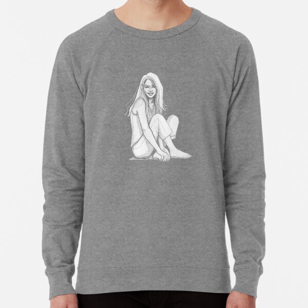 Little fairy girl - Black& White Pencil Line Sketch - Drawing by MadliArt Lightweight Sweatshirt