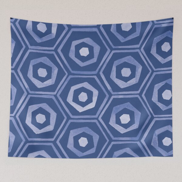 Artikelvorschau, Watercolour Hexagons | Blue entworfen und verkauft von RebeccaFlaherty.