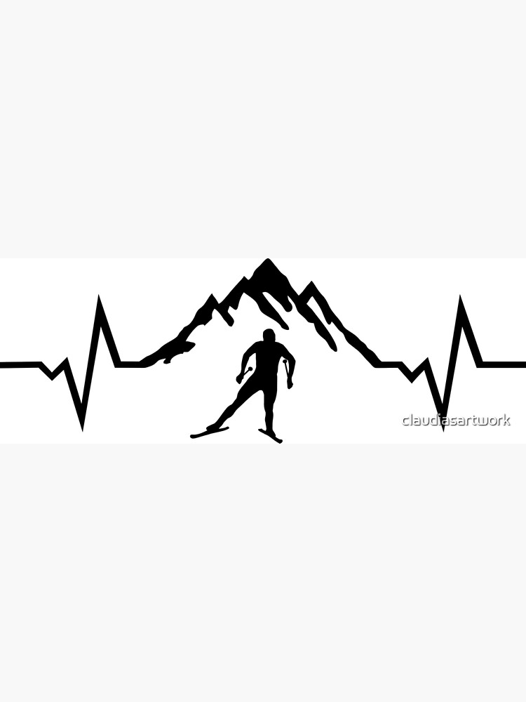 "Crosscountry skiing, crosscountry skier and ECG heartbeat" Poster