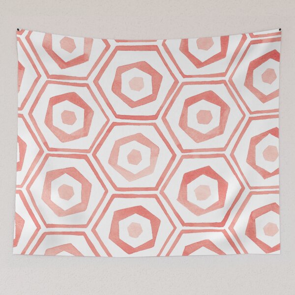 Artikelvorschau, Watercolour Hexagons | Coral entworfen und verkauft von RebeccaFlaherty.