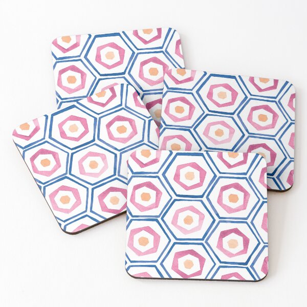 Artikelvorschau, Watercolour Hexagons | Navy and Blush entworfen und verkauft von RebeccaFlaherty.