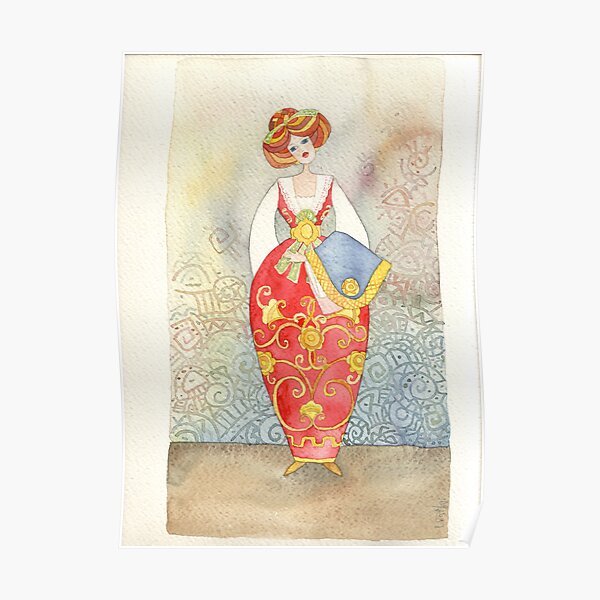 Illustration, Albanian traditional costume Poster