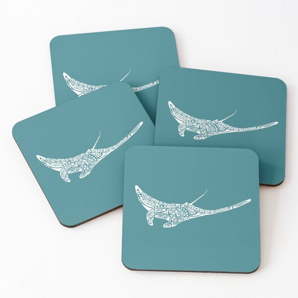 Item preview, Manta ray tattoo white turquoise background designed and sold by Zamen.