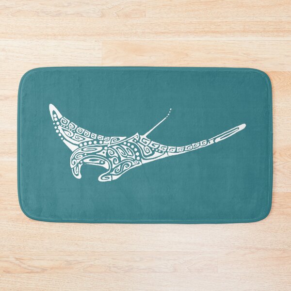 Item preview, Manta ray tattoo white turquoise background designed and sold by Zamen.