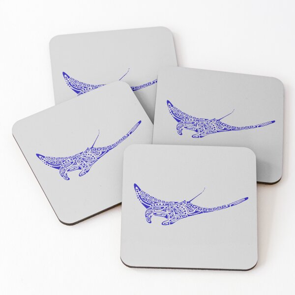 Item preview, Manta ray ultramarine blue tattoo pale gray background designed and sold by Zamen.