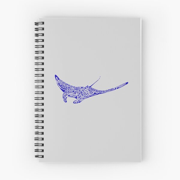 Item preview, Manta ray ultramarine blue tattoo pale gray background designed and sold by Zamen.