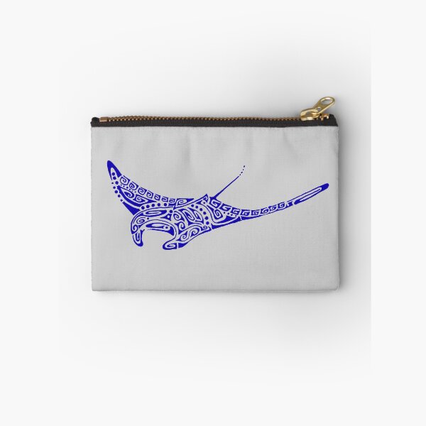Item preview, Manta ray ultramarine blue tattoo pale gray background designed and sold by Zamen.