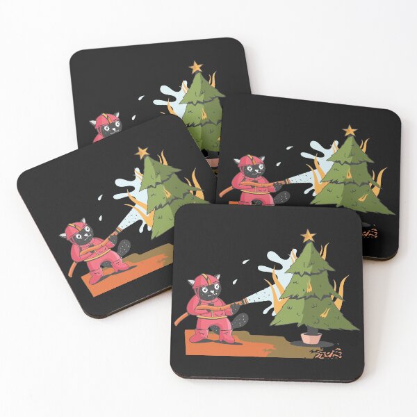 Item preview, Cat extinguishes Christmas tree fire department designed and sold by Dibbelchen.