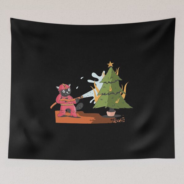 Item preview, Cat extinguishes Christmas tree fire department designed and sold by Dibbelchen.