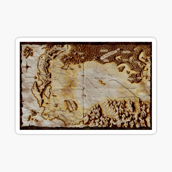 Old folded map of Alagaësia (with background) Sticker