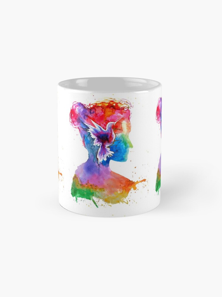 Alternate view of Inner Lands - Woman Silhouette with bird Mug
