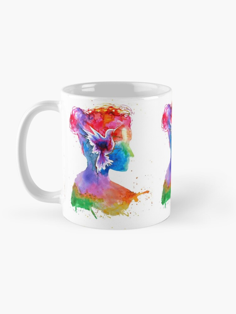 Alternate view of Inner Lands - Woman Silhouette with bird Mug