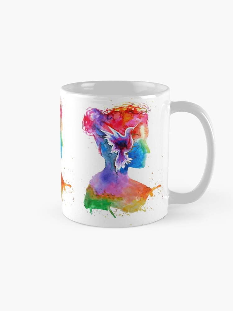Alternate view of Inner Lands - Woman Silhouette with bird Mug