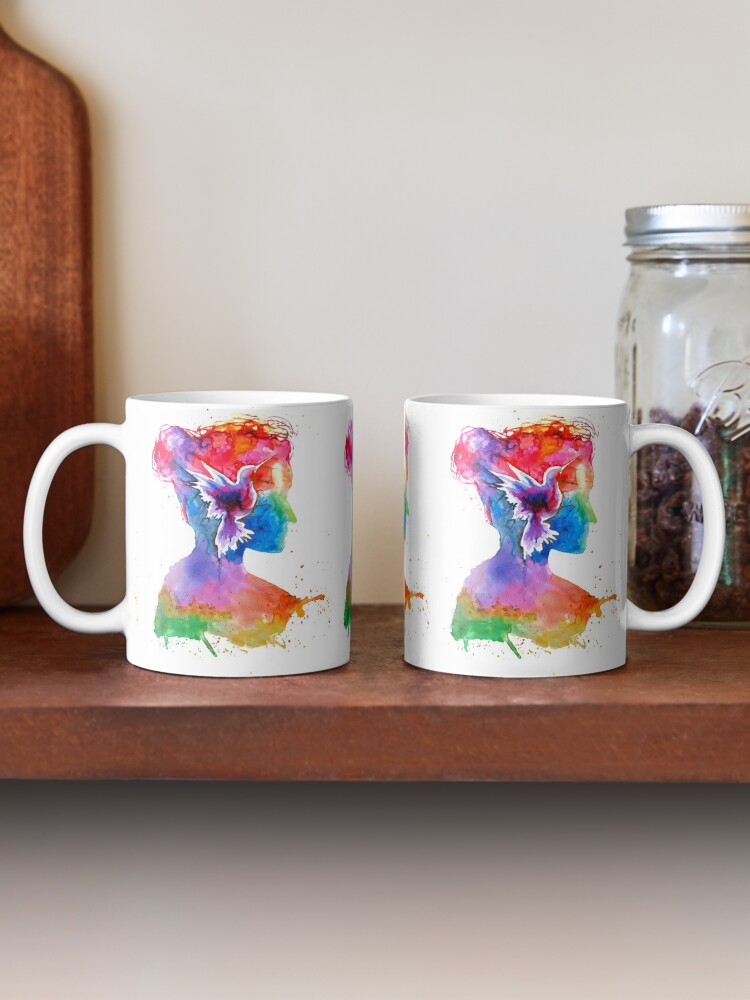 Alternate view of Inner Lands - Woman Silhouette with bird Mug