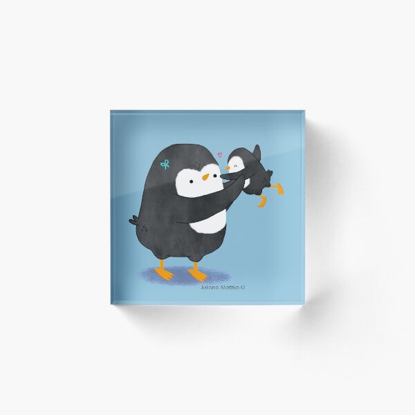Penguin Mom and Penguin Kid Acrylic Block