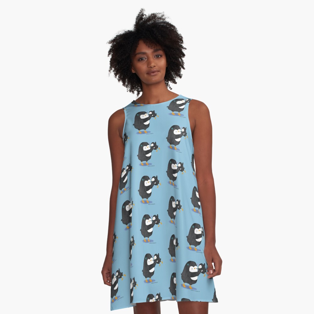 Penguin Mom and Penguin Kid A-Line Dress
