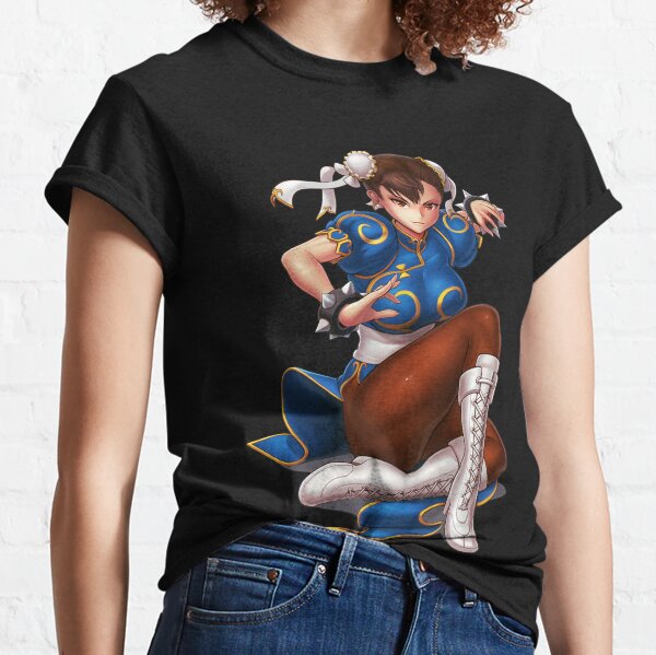 Street Fighter Chun Li Kung Fu Video Game Juniors Girl Women Tee Vneck T-Shirt
