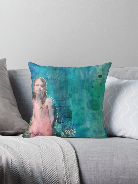 Girl in the Garden Throw Pillow